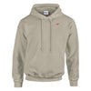 Men's beige Rocker Biker Hoodie with double-lined hood, soft cotton-polyester blend, front pocket, and ribbed cuffs and waistband.