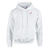 White men's Rocker Biker Hoodie made of soft cotton-polyester blend with double-lined hood and front pocket.