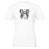White eco-friendly horror child T-shirt with cute spooky characters and German text "Nicht zum Fürchten" design