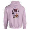 Lira Bequemer Hoodie in light pink with urban graphic design on the back, comfortable for casual wear