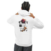 Mann trägt weißen Lira Bequemer Hoodie mit urbanem Stil und Komfort, Rückansicht
